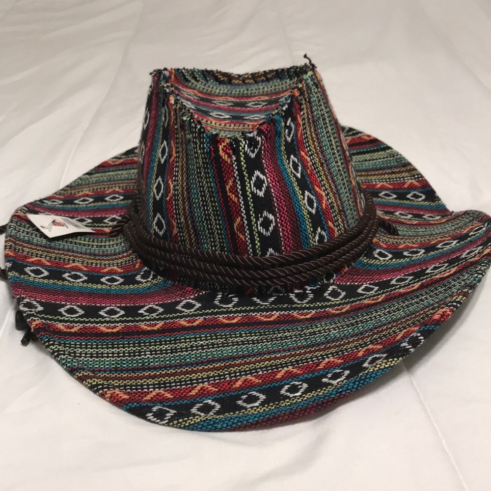 NWT multicolored tribal print cowboy hat OSFM